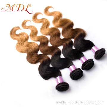 Hot Sale 1b 4 30 ombre color body wave hair bundles 3 tone human hair 1b 4 30 body wave hair
